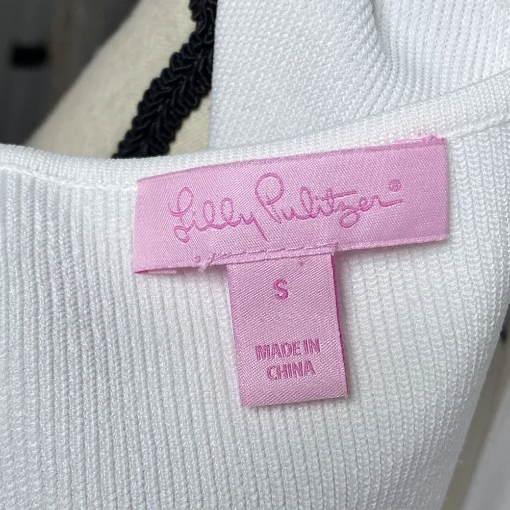Lilly Pulitzer Cumberland White Peplum Top Womens S Sweater Knit Style 28008 - Picture 7 of 9